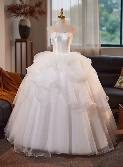 Ball Gown White Tulle Wedding Dress