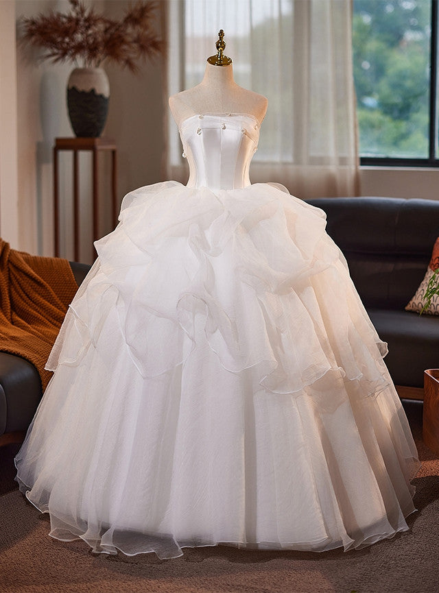 Ball Gown White Tulle Wedding Dress