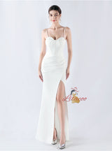 Mermaid Spaghetti Straps Pleats Prom Dress