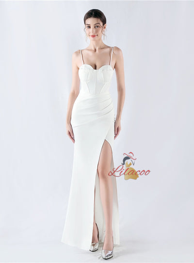 Mermaid Spaghetti Straps Pleats Prom Dress