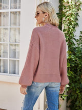 Solid Color Twisted Semi-turtle Sweater