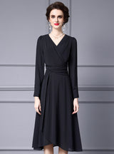 Black Long Sleeve V-neck Mother Of The Bride Dress