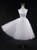 White Tulle Spaghetti Straps Pleats Wedding Dress
