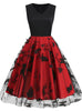 V-neck Sleeveless Mesh Butterfly Retro Dress
