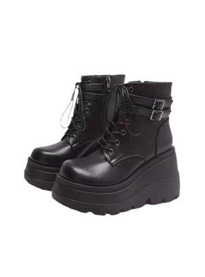 Round Head Thick Bottom Thick Buckle Short Boots