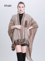 Scarf Wool Ball Knit Cardigan Shawl Cloak