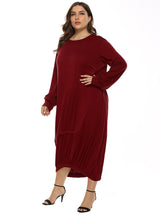 Round Neck Fashion Lantern Long Sleeve Dress