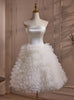 White Tulle Satin Tiers Wedding Dress