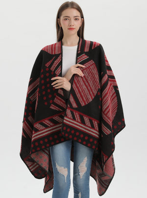 Retro Cashmere-like Padded Warm Knitted Cloak Scarf