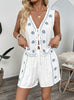 Casual Embroidered Vest Shorts Two-piece Suit