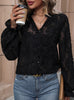 Lace Stitching Long Sleeve V-neck Shirt