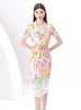 Short Sleeve Slim Lace Floral Print Song Dress