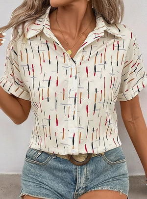 Contrast Lapel Printed Shirt