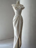 Ivory Satin Pleats Wedding Dress