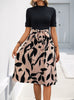 Fashion Printed Stitching Short-sleeved Dress