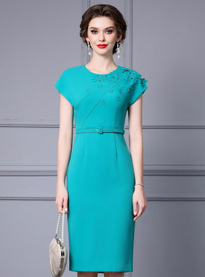 Blue 3D Flower Mother Of The Bride Dress