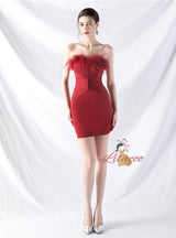 Sexy Strapless Button Short Prom Dress