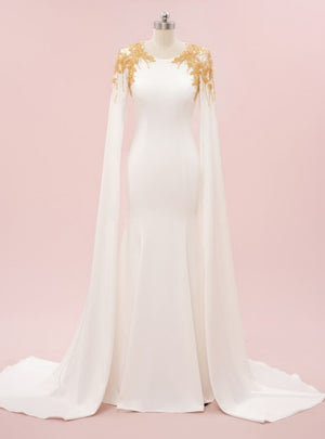 Sexy White Mermaid Scoop Beading Prom Dress