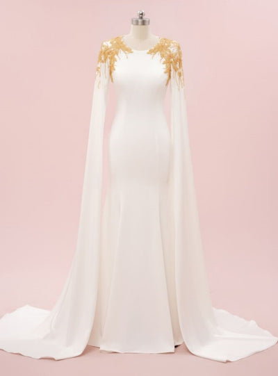 Sexy White Mermaid Scoop Beading Prom Dress