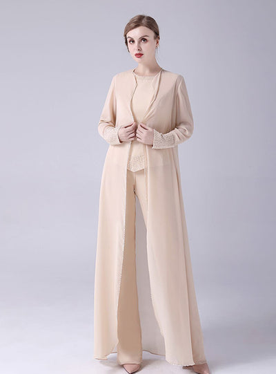 Champagne Chiffon Beading Mother Of The Bride Dress