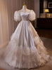 White Satin Off the Shoulder Appliques Wedding Dress