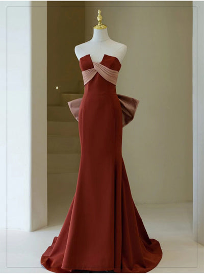 Mermaid Strapless Pleats Prom Dress