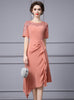 Orange Pink Short Sleeve Mother Of The Bride Dress