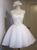 White Appliques Backless Homecoming Dress