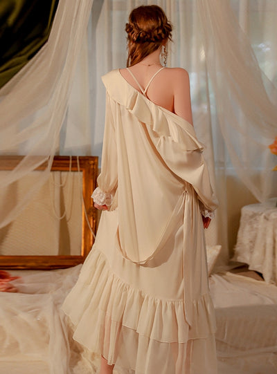 Sexy Satin Chest Pad Slit Nightdress