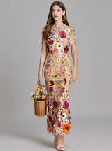 Heavy Industry Flower Gauze Embroidery Dress