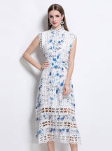 Sleeveless Slim Lace Stitching Dress