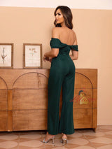 Solid Color Jumpsuit Flared Leg Jumpsuit