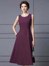 Burgundy Scoop Neck Beading Mother Of The Bride Dress