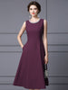 Burgundy Scoop Neck Beading Mother Of The Bride Dress