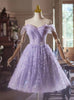 Purple Tulle Sequins Butterfly Homecoming Dress