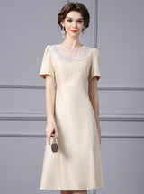Apricot Short Sleeve Beading Mother Of The Bride Dress