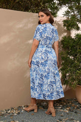 V-neck Floral Holiday Loose Dress