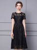 Black Short Sleeve Lace Mother Of The Bride Dress
