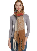 Color Matching Plaid Thick Tassel Scarf Shawl