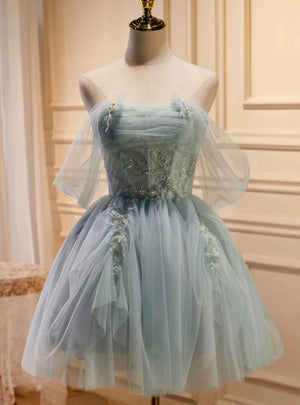 Green Tulle Beading Pleats Homecoming Dress