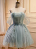 Green Tulle Beading Pleats Homecoming Dress