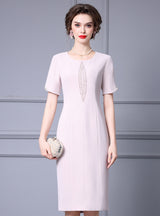 Light Pink Short Sleeve Mother Of The Bride Dress