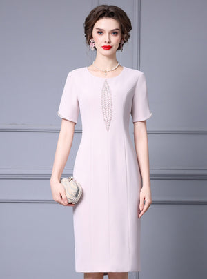Light Pink Short Sleeve Mother Of The Bride Dress