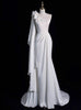 White Mermaid One Shoulder Pleats Wedding Dress