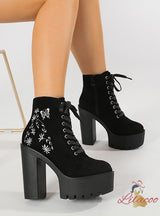 Flower Embroidery Thick-soled Tetro Boots
