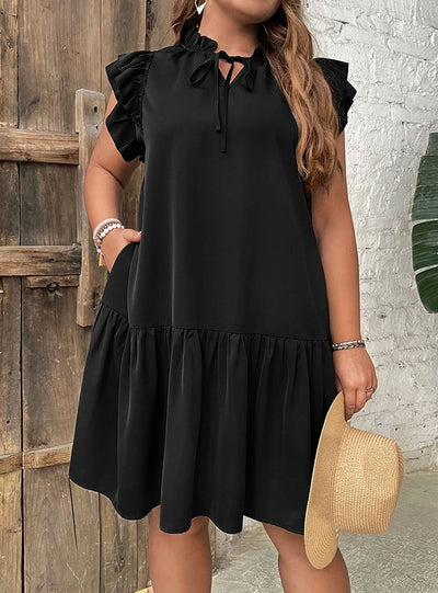 Loose Lotus Leaf Collar Holiday Style Dress