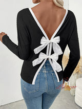 Sexy Backless Bow Backless T-shirt