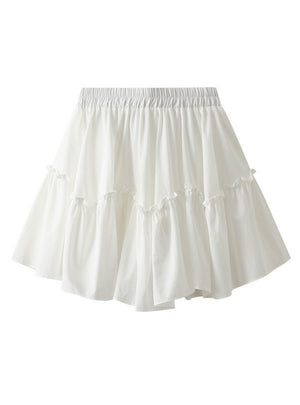 High Waist White Irregular Skirt