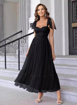 Straps Tulle Long Party Dress
