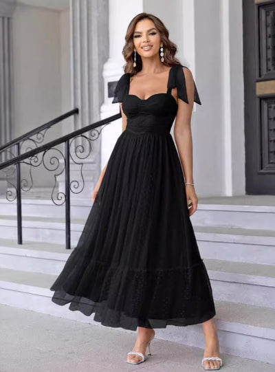 Straps Tulle Long Party Dress